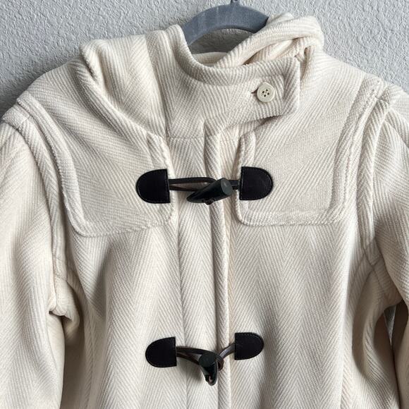 Saint James Toggle Wool Coat Heavy Cream Ivory Hooded Jacket Women's 4 France 36 - Picture 3 of 10
